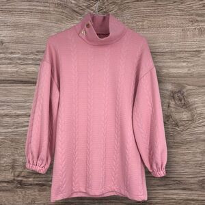 Women’s Sunday Up Pink Sweater Dress, Fan Favorite, Textured Pebble & Braids M